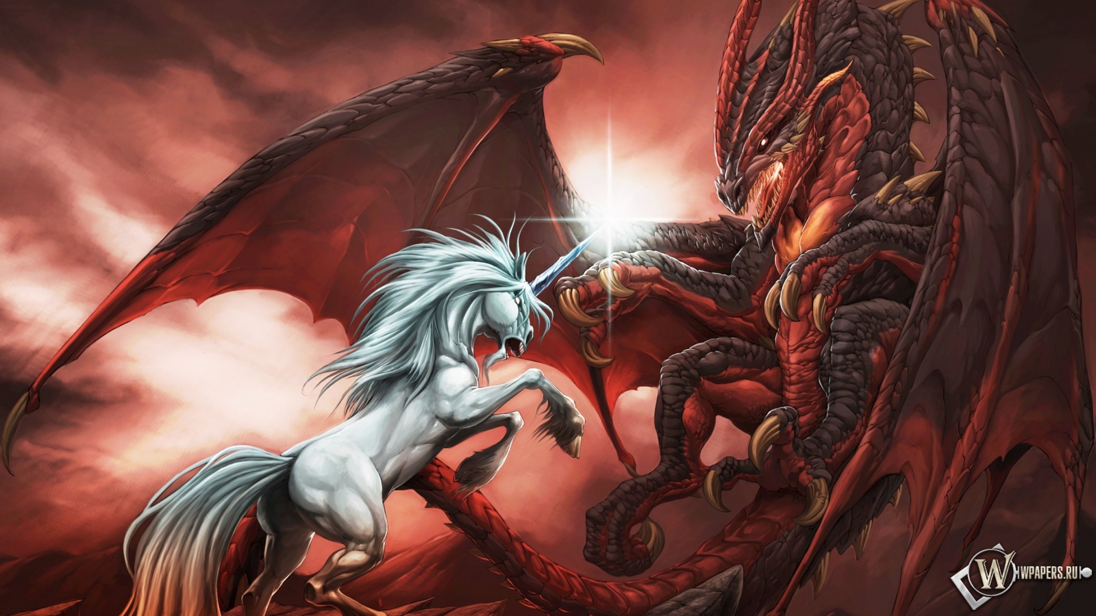 Единорог против Красного Дракона 1600x900
