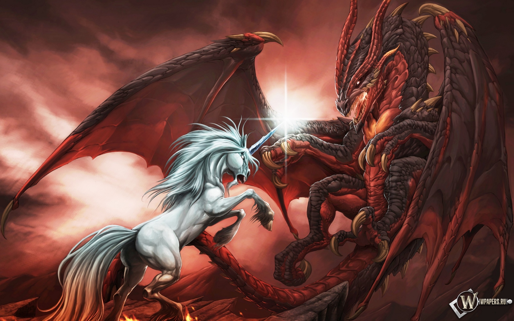 Единорог против Красного Дракона 1680x1050