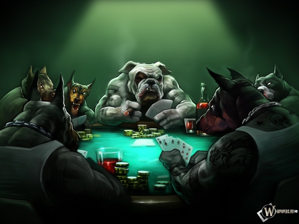 Собаки играют в покер 1024x768