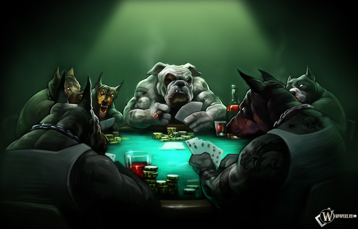 Собаки играют в покер 1200x768