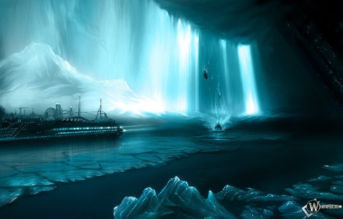 Корабль в бирюзовом леднике 1200x768
