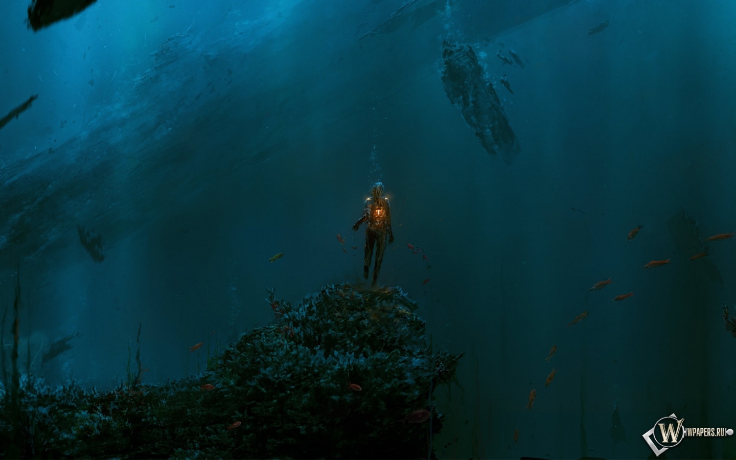 Человек в подводном мире 1440x900