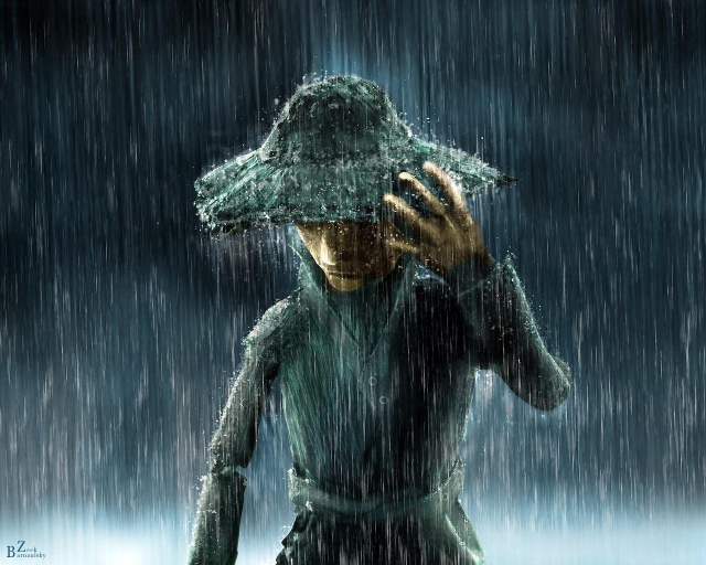 Человек под дождём
