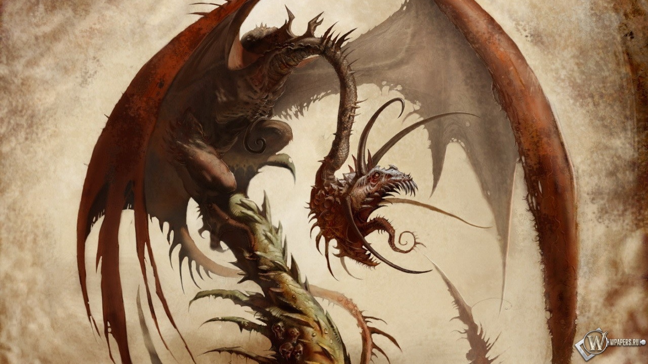 Коричневый дракон 1280x720