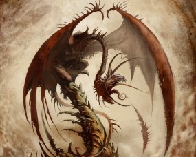 Обои Коричневый дракон: Фэнтези, Дракон, Крылья, Монстр, Фэнтези