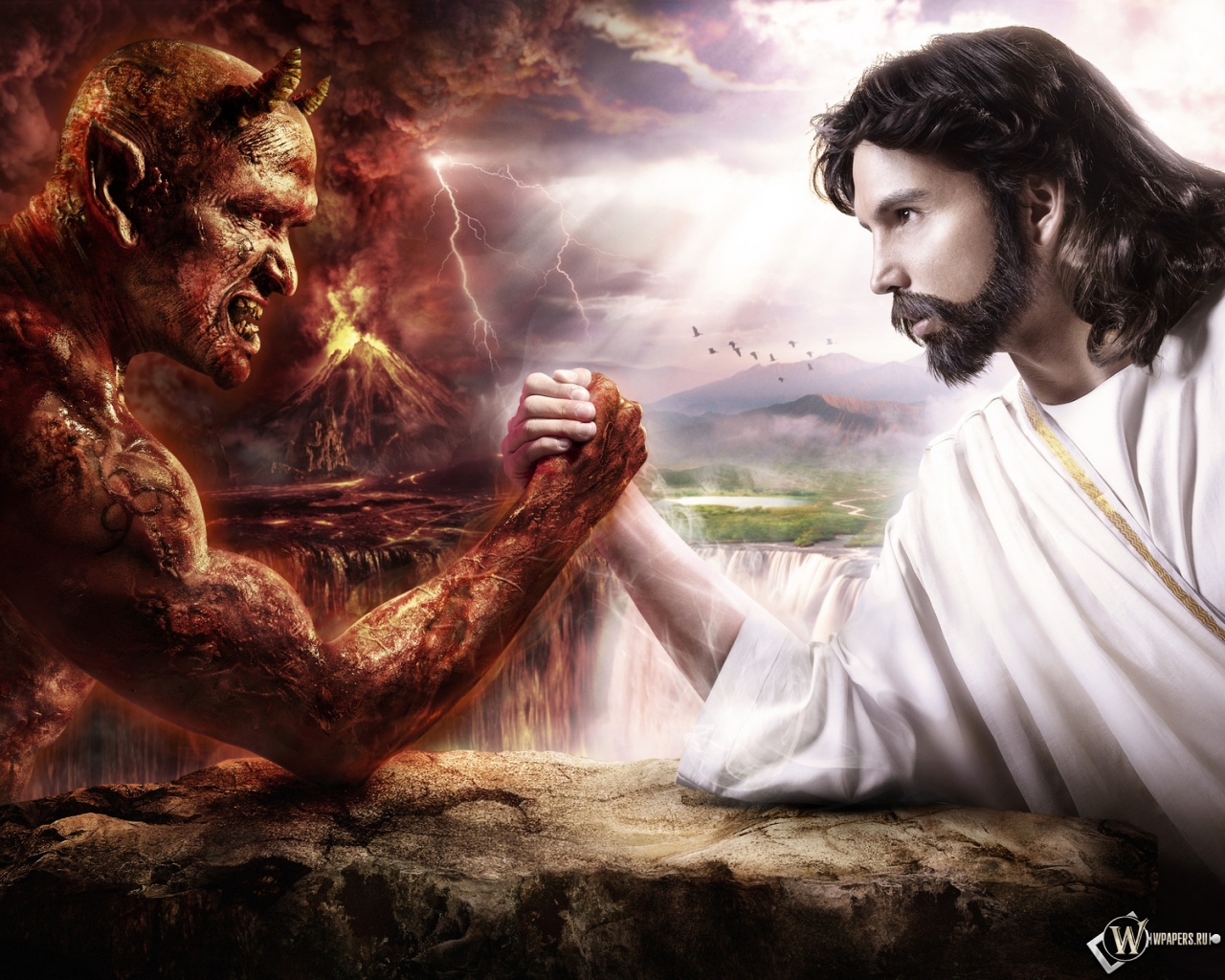 Дьявол против Иисуса 1280x1024