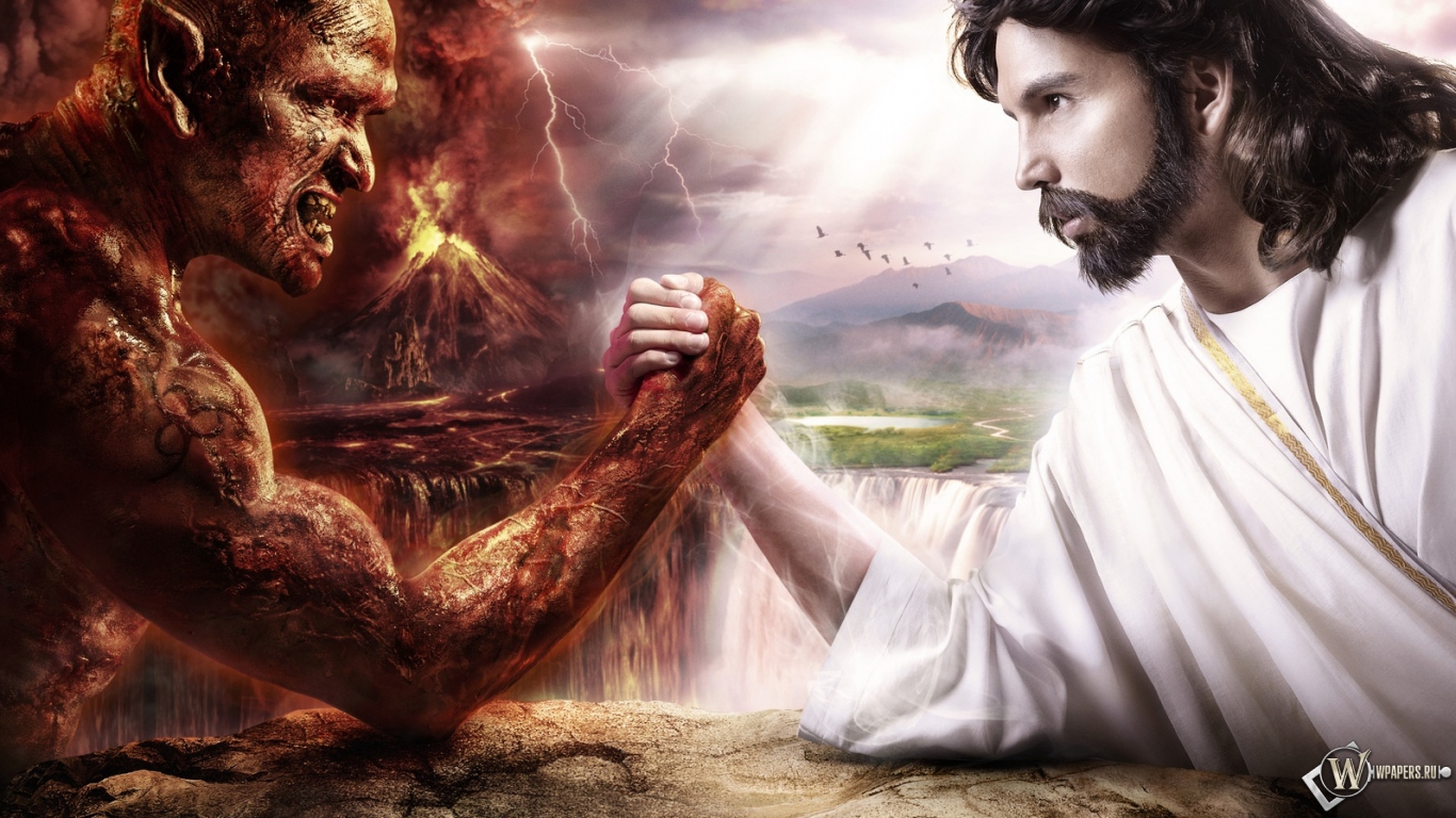 Дьявол против Иисуса 1366x768
