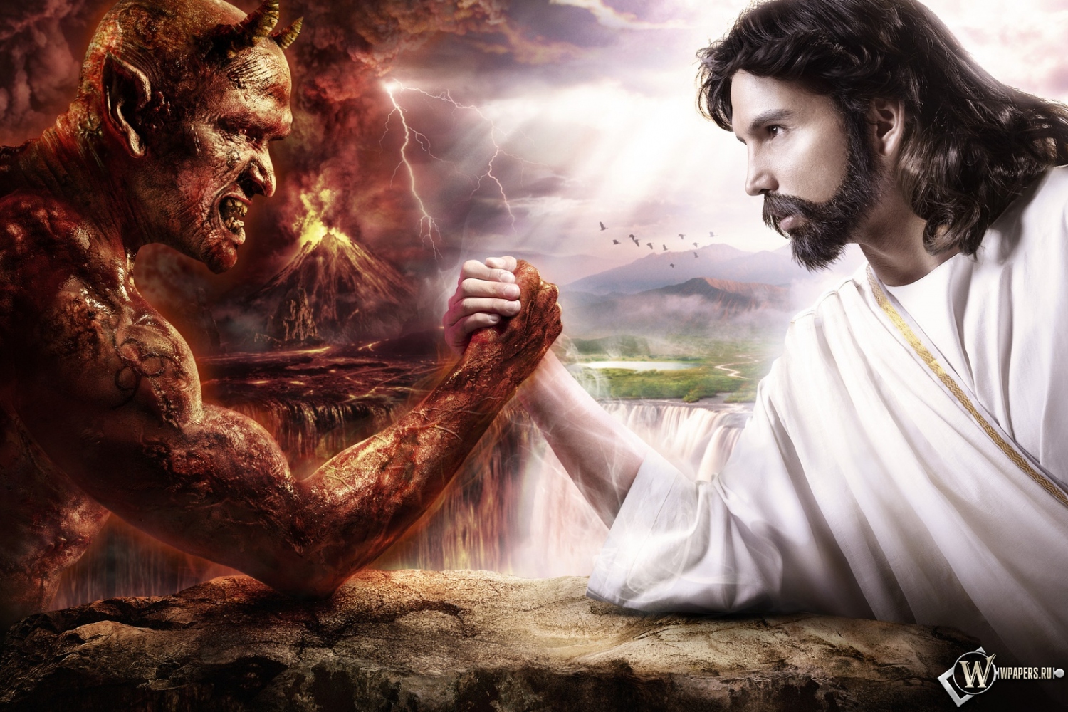 Дьявол против Иисуса 1500x1000