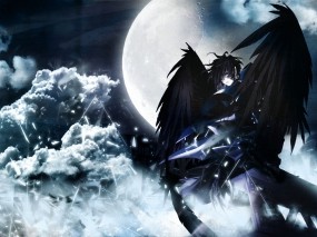 Обои Тёмный ангел: Луна, Небо, Чёрный, Фэнтези - Девушки