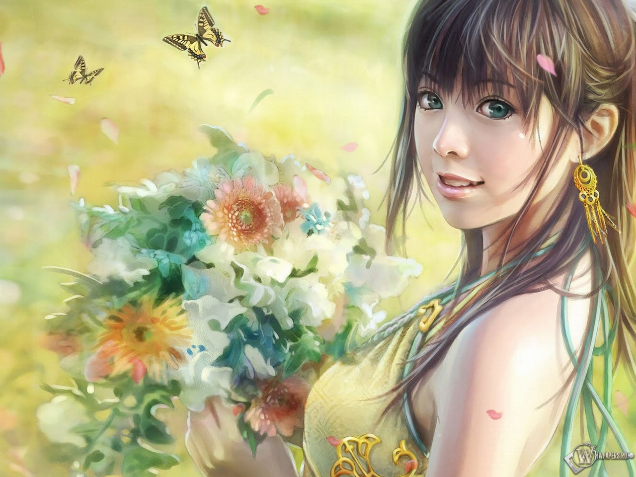 Девушка с цветами (i-chen lin) 1280x960