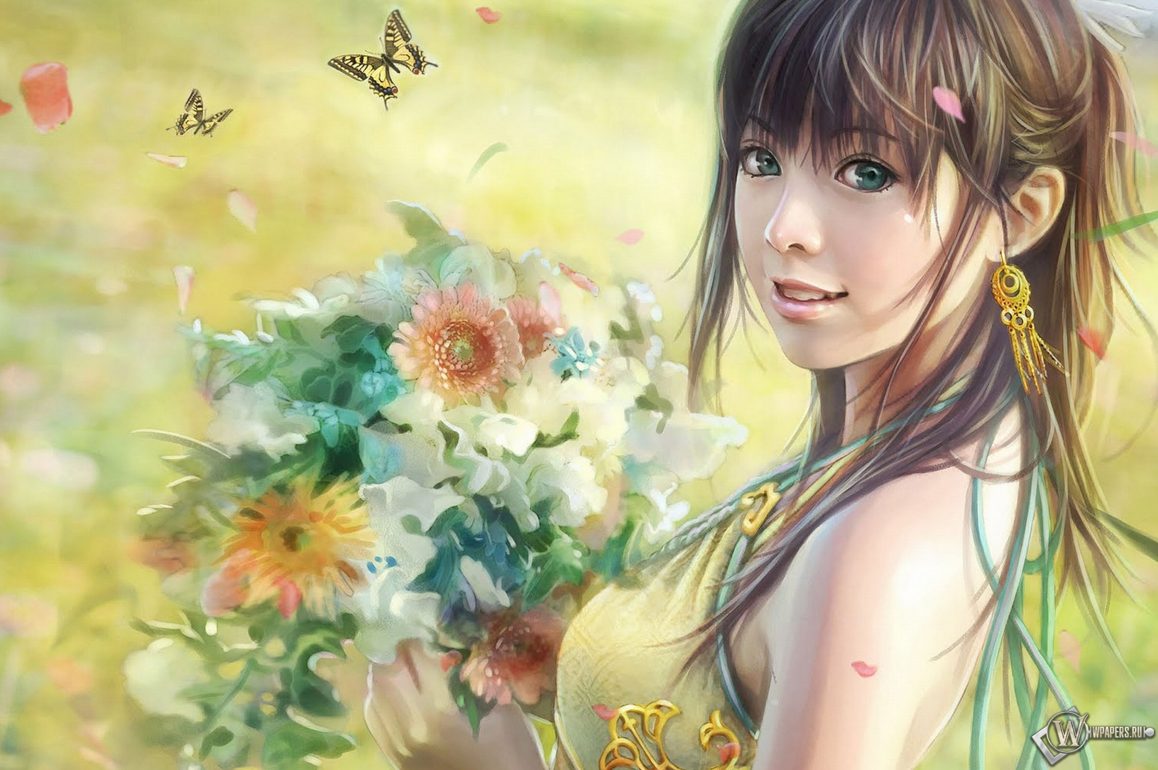 Девушка с цветами (i-chen lin) 2300x1530