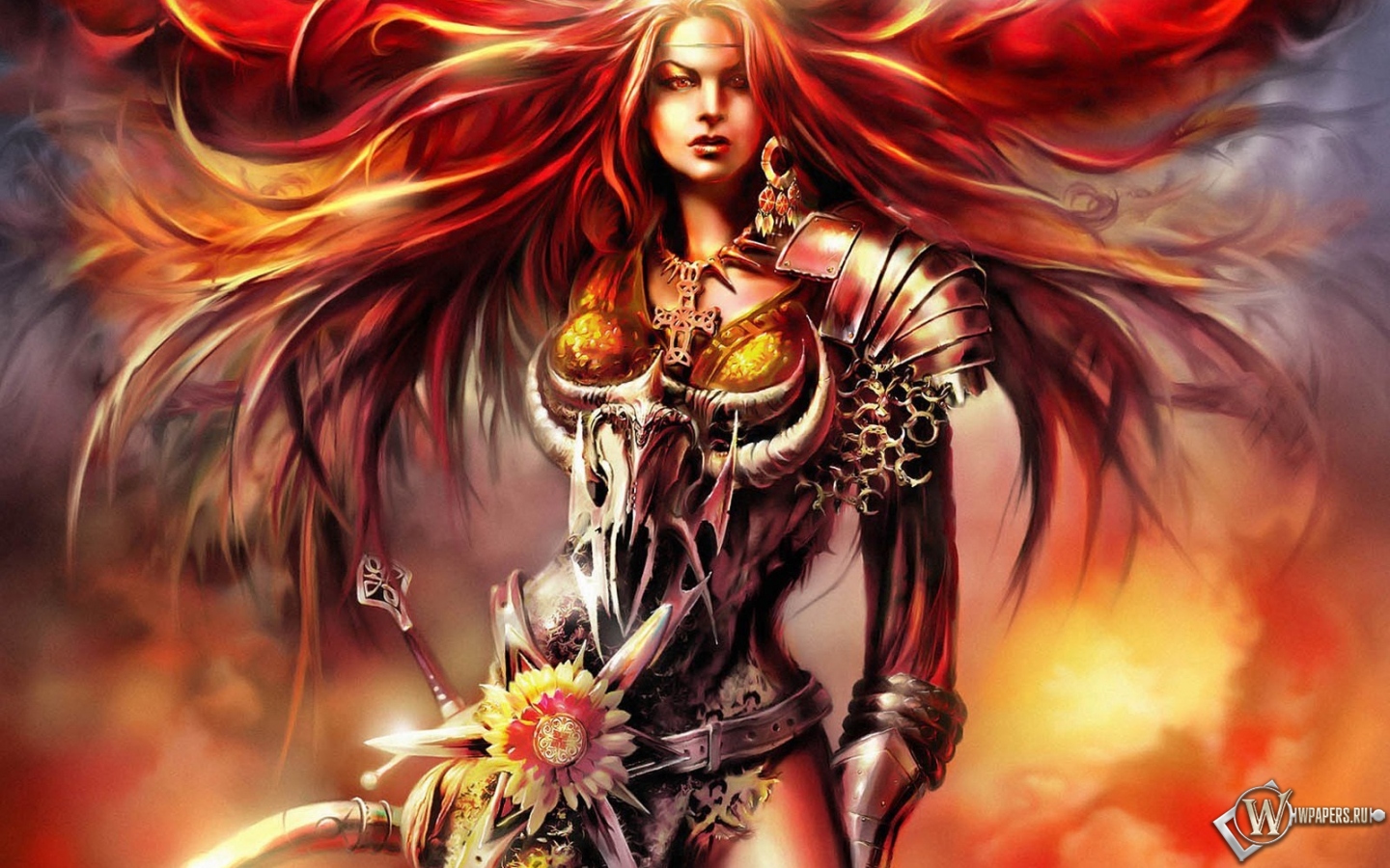 Рыжая девушка воин 1440x900