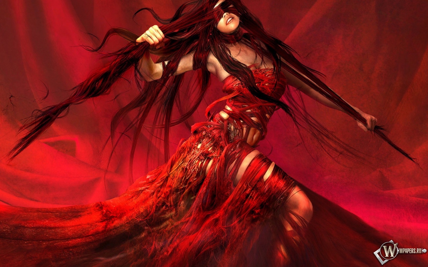 Женщина в красном 1440x900