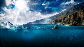 Обои Iceberg by odo: Вода, Солнце, Лучи солнца, Айсберг, Фэнтези - Природа