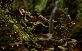 Обои Дракон и фея в лесу: Лес, Фея, Дракон, Фэнтези - Природа