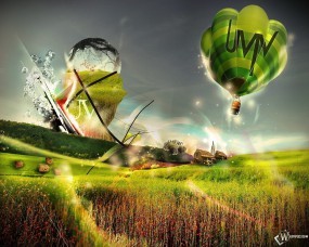 Обои Uvivland: Воздушный шар, Крушение, Коробки, Самолёт, Фэнтези - Природа