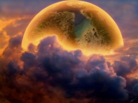 Обои Планета за облаками: Облака, Космос, Планета, Фэнтези - Природа