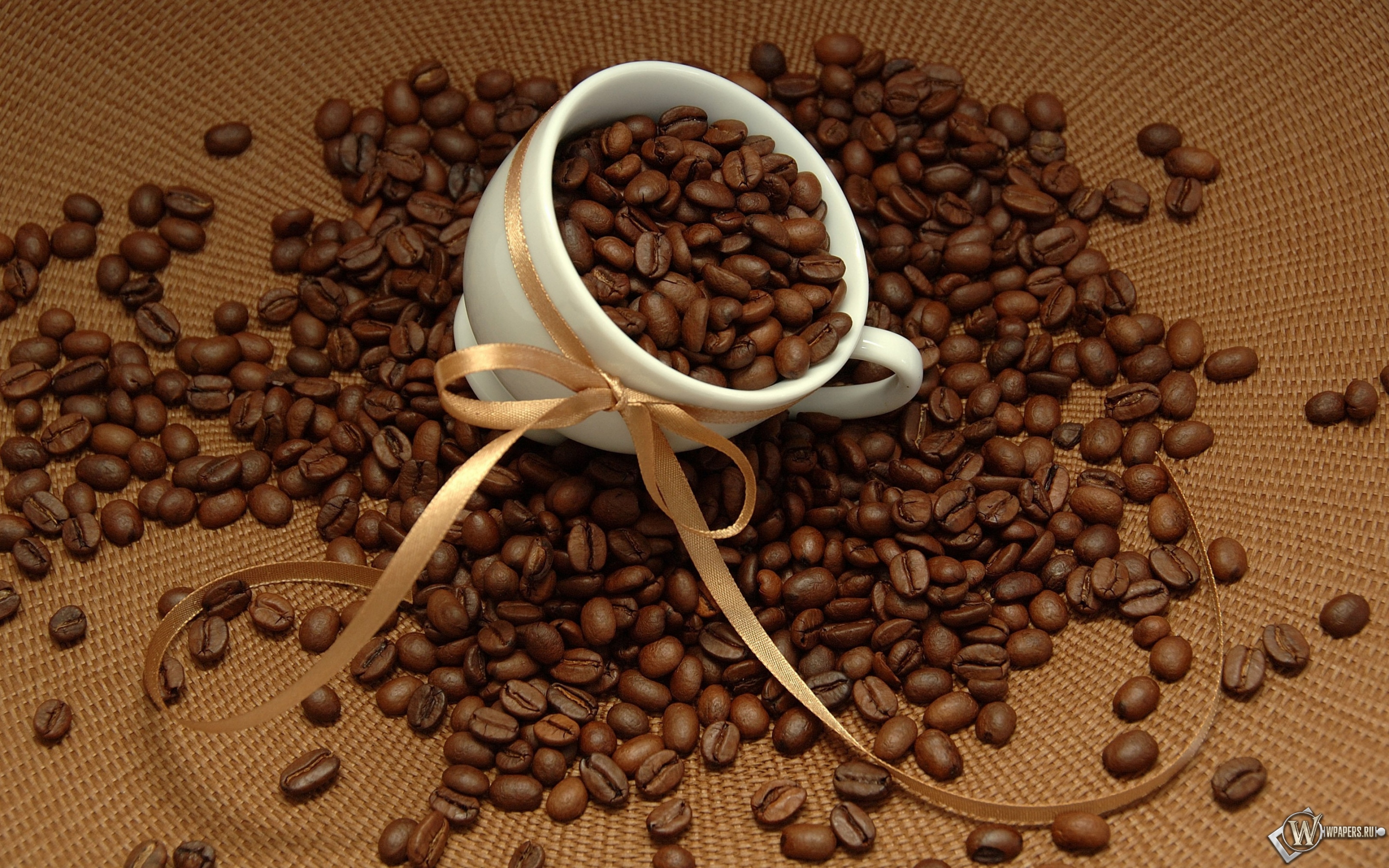 Чашка с кофейными зернами 2880x1800