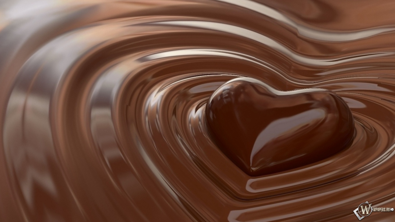 Шоколадное сердце 1366x768
