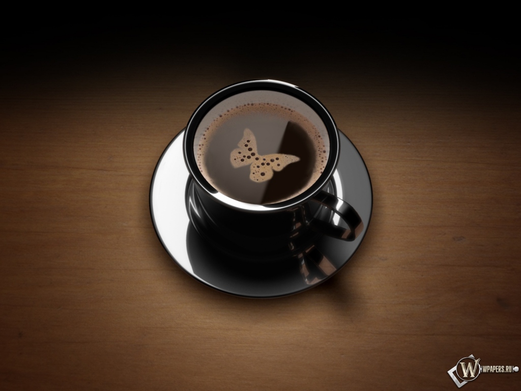 Кофе с бабочкой 1024x768