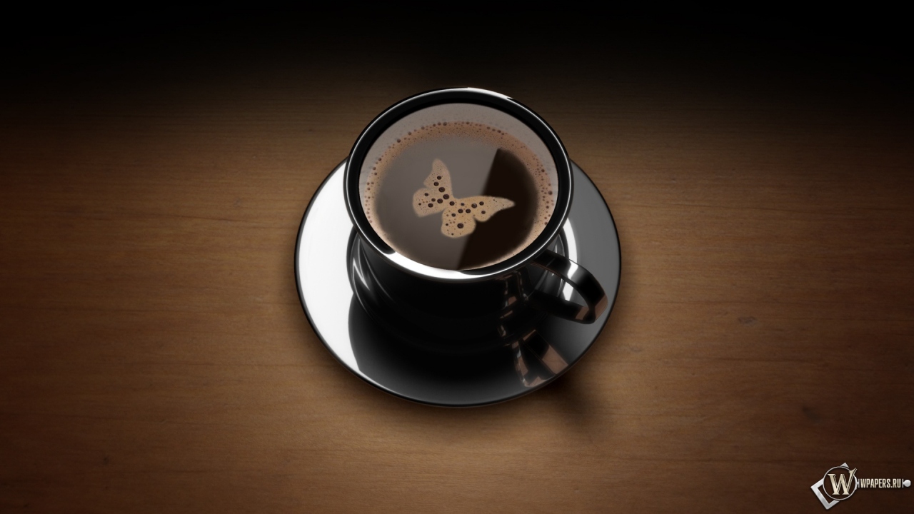 Кофе с бабочкой 1280x720
