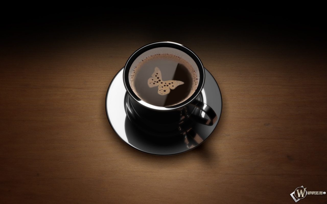 Кофе с бабочкой 1280x800