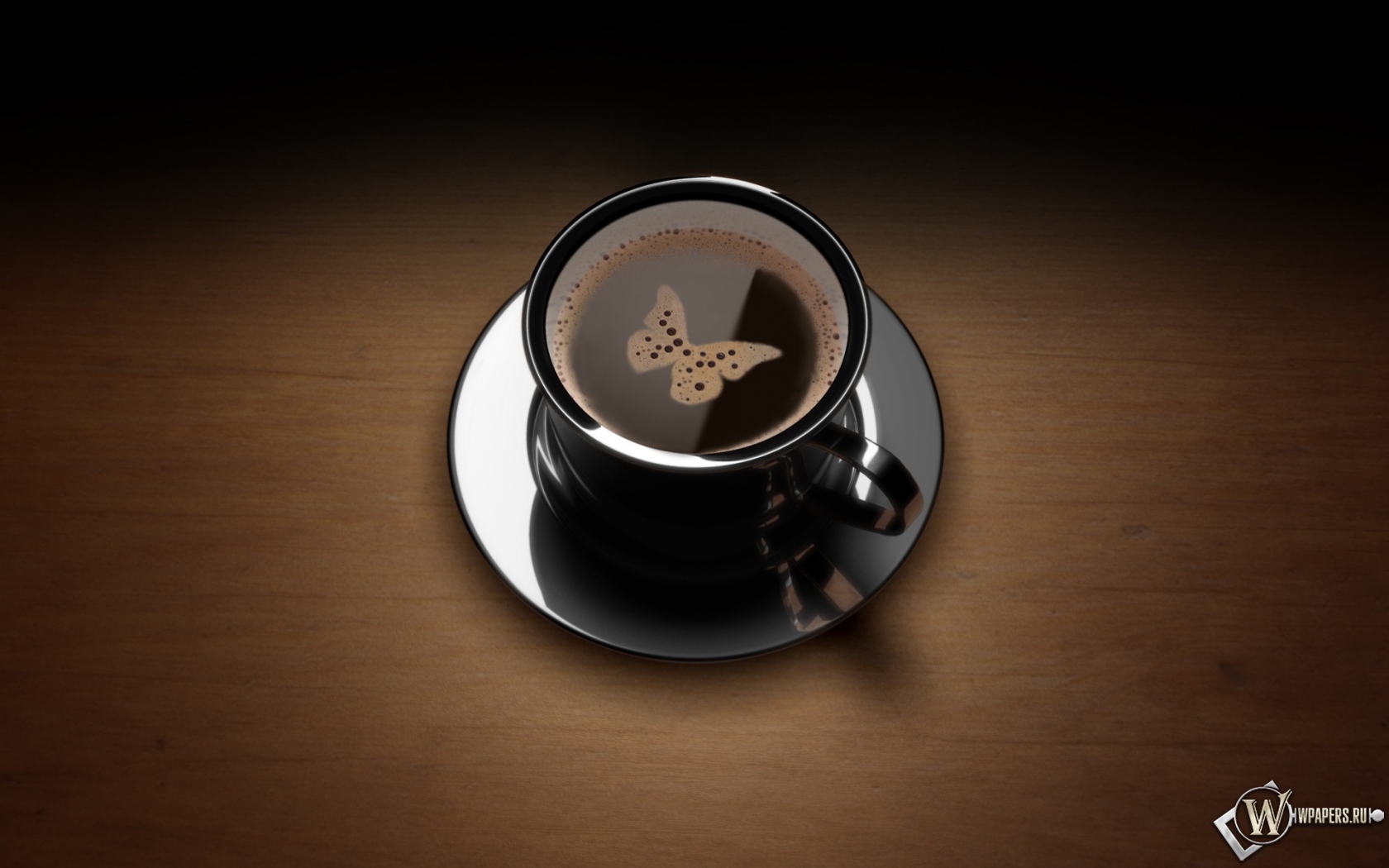 Кофе с бабочкой 1680x1050