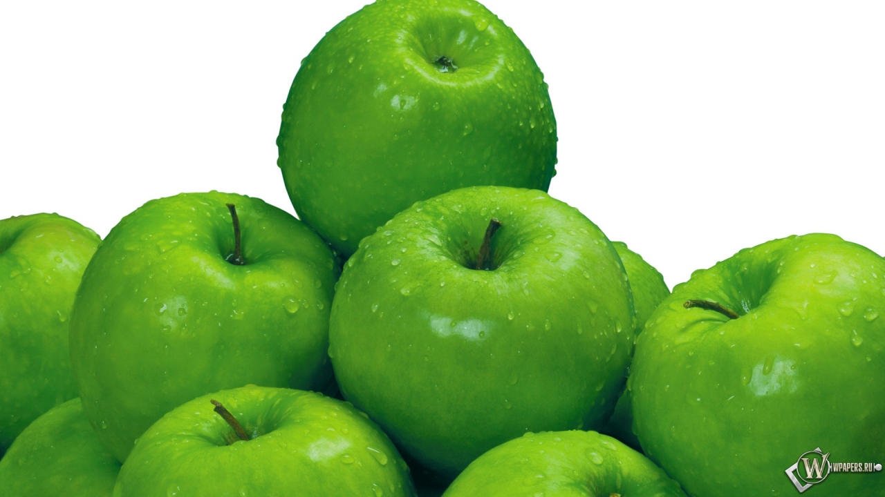 Сочные зеленые яблоки 1280x720