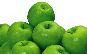 Обои Сочные зеленые яблоки: Зелёный, Яблоки, Еда