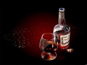Обои Коньяк Hennessy Black: Бокал, Бутылка, Коньяк, Алкоголь