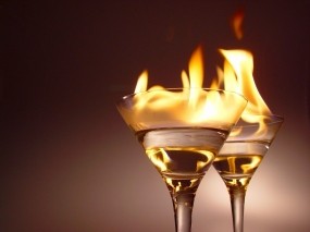 Обои Горящие коктейли: Огонь, Алкоголь, Бокал, Алкоголь