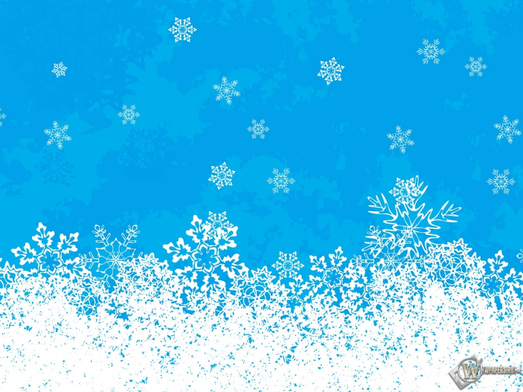 Снежинки на голубом 1024x768