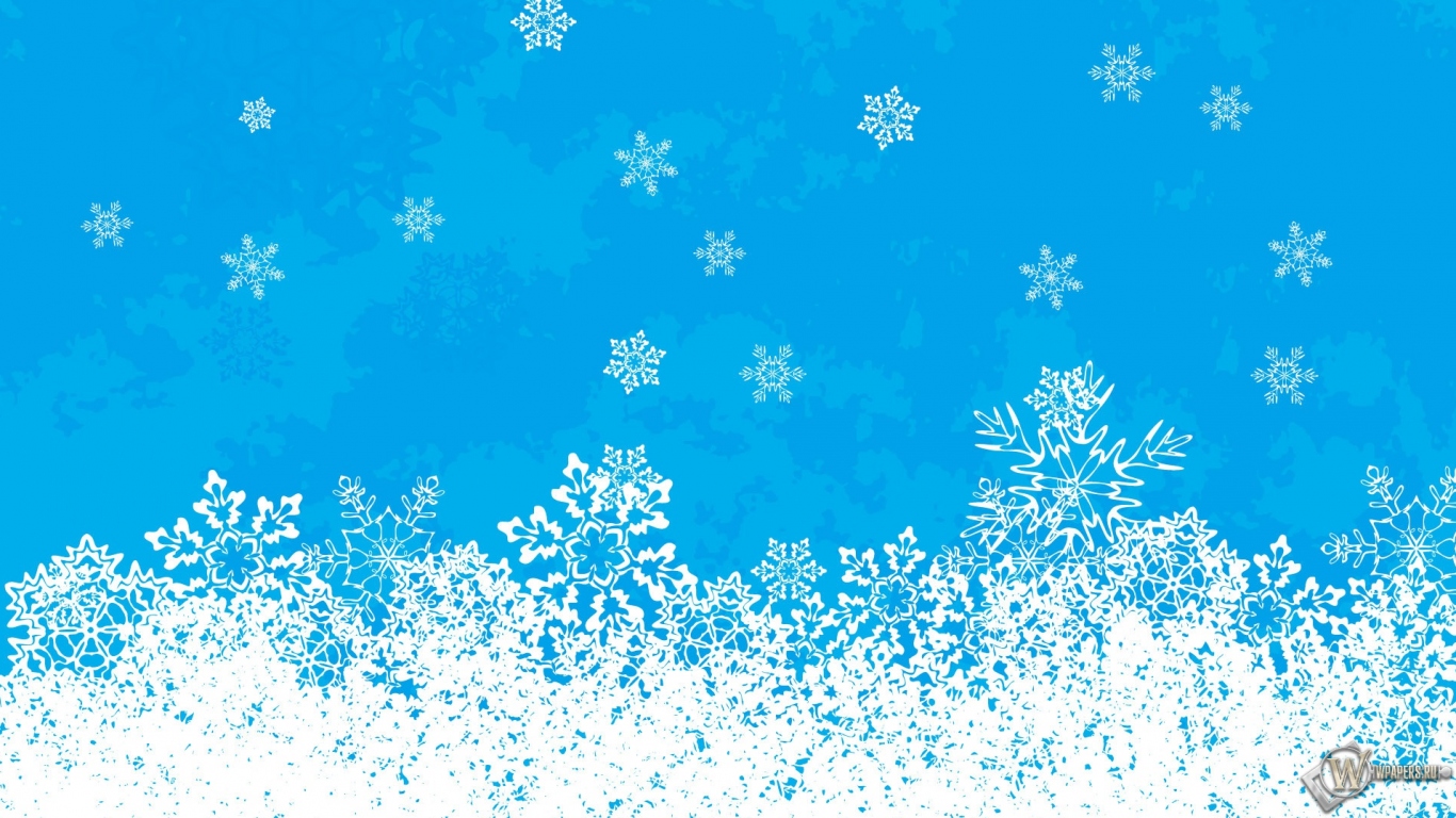 Снежинки на голубом 1366x768