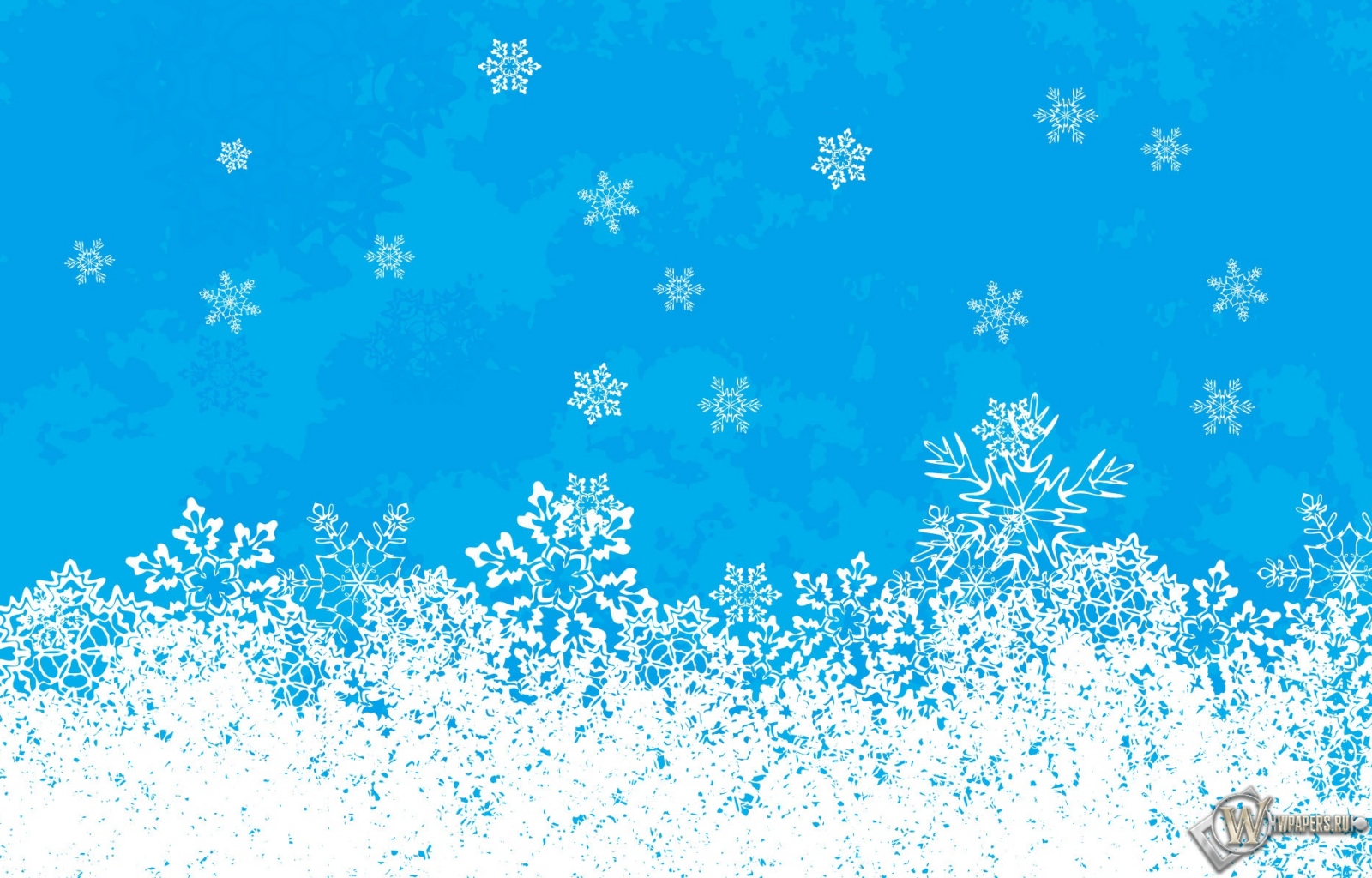 Снежинки на голубом 1600x1024
