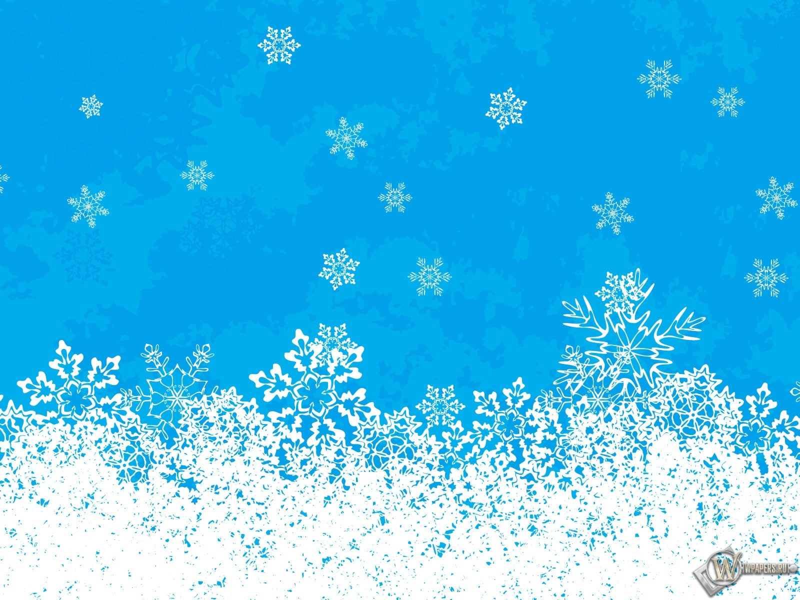 Снежинки на голубом 1600x1200