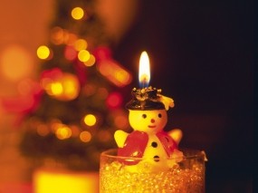 Обои Свеча-снеговик: Свеча, Новый год, Снеговик, Новый год