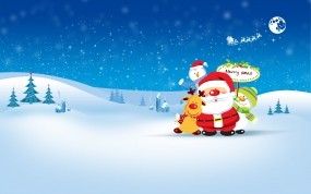 Обои Санта с друзьями: Зима, Новый год, Новый год