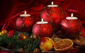 Обои Новогодние свечи: Свечи, Новый год, Фрукт, Новый год