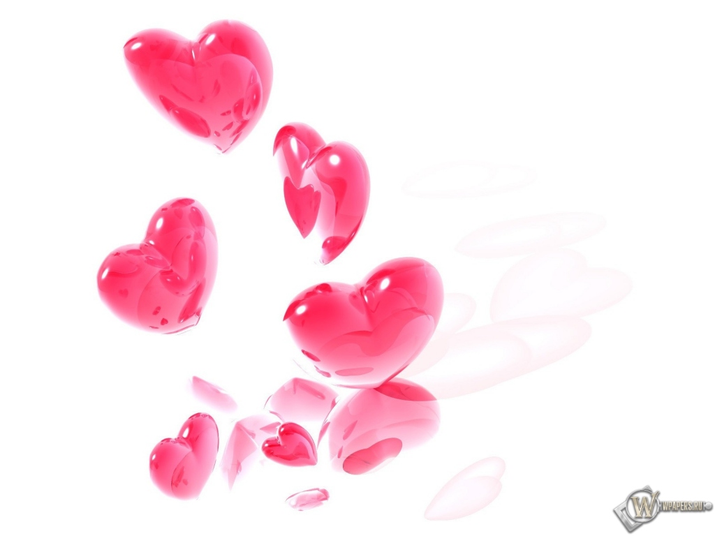 Розовые сердечки 1024x768