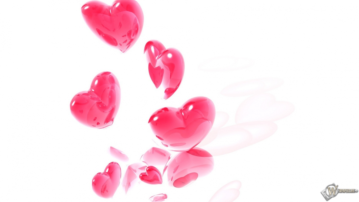 Розовые сердечки 1366x768