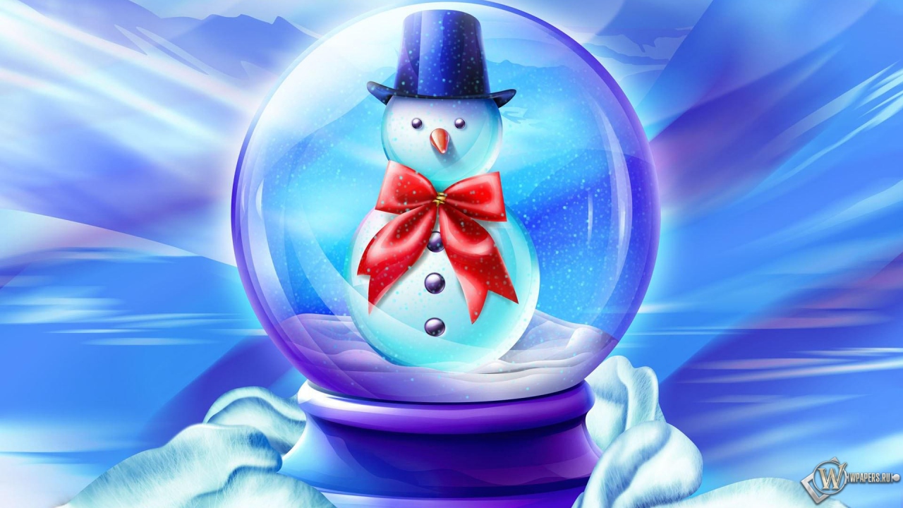Снеговик в шарике 1280x720