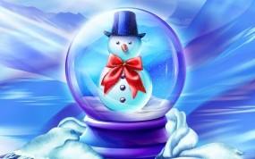 Обои Снеговик в шарике: Зима, Снег, Новый год, Рождество, Снеговик, Детство, Сказка, Новый год