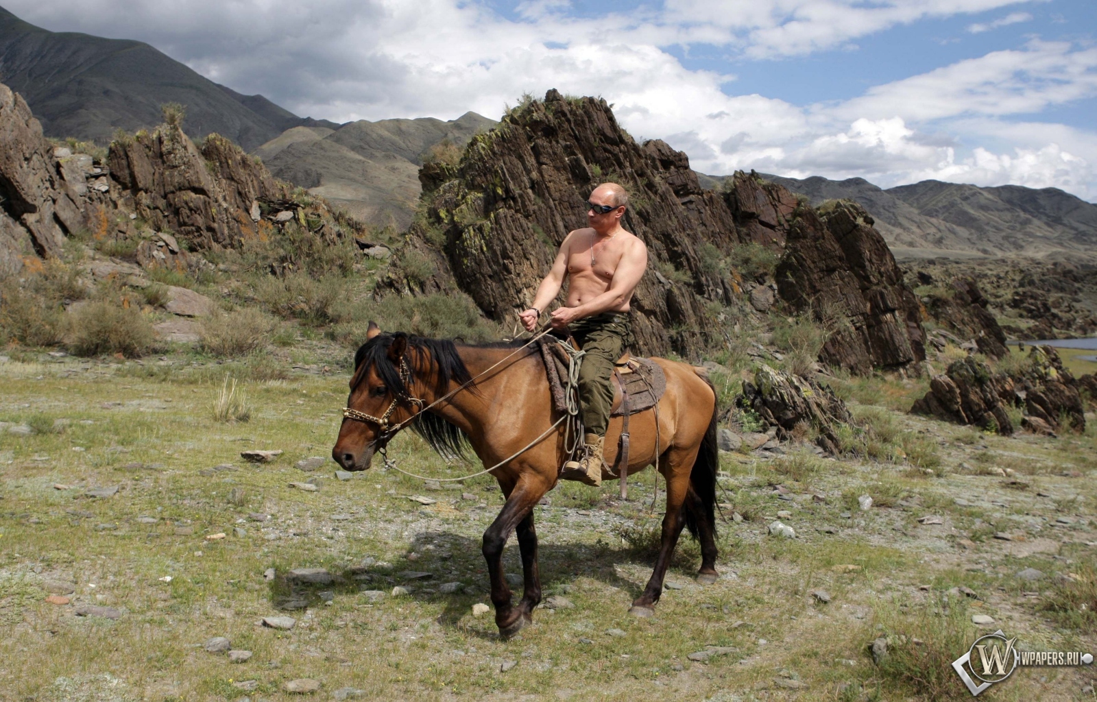 Владимир Путин на лошади 1600x1024