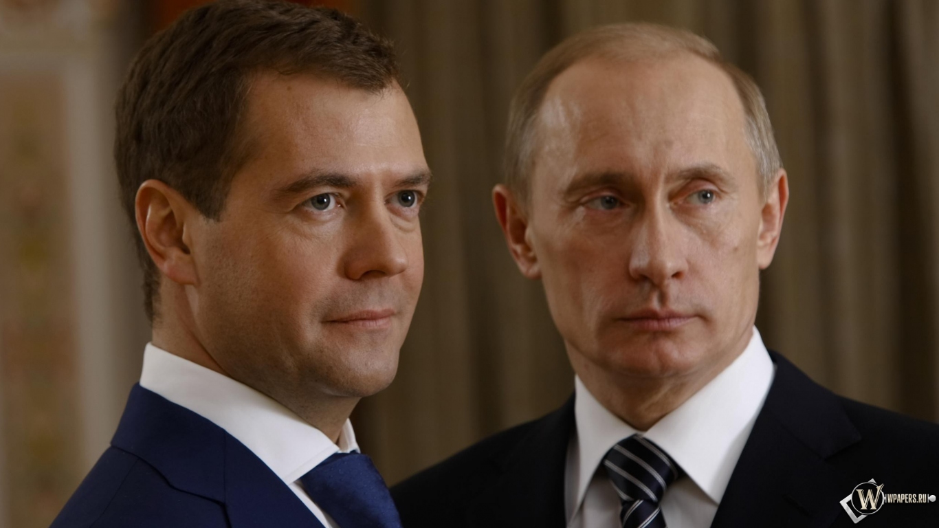 Путин с Медведевым 1366x768