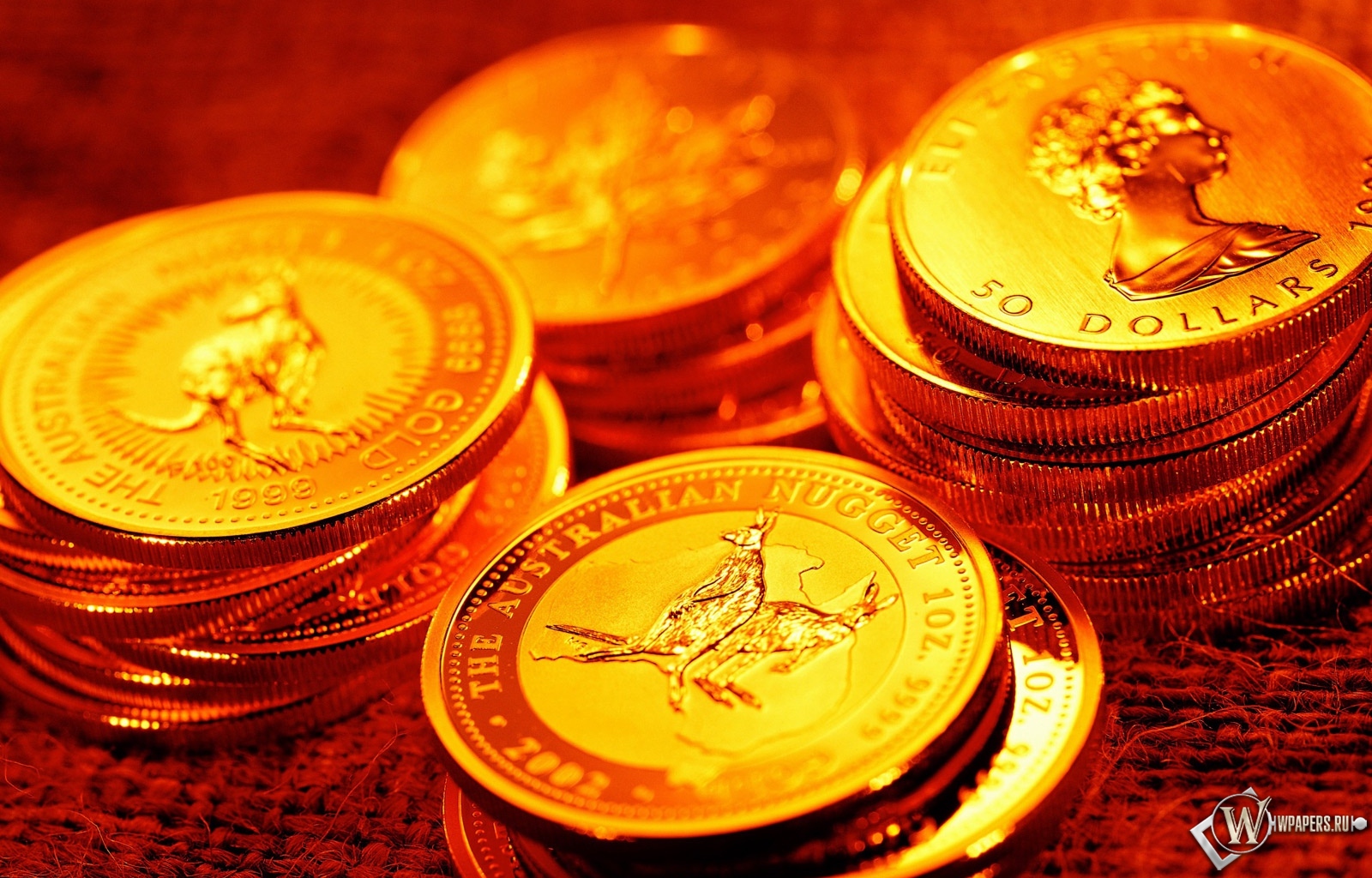 Золотые монеты австралии 1600x1024