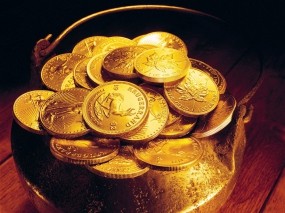 Обои Горшочек с золотом: Металл, Богатство, Золото, Деньги, Железо, Монеты, Деньги