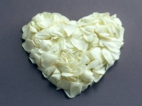 Обои Сердце из белых роз: Сердце, Лепестки роз, Белые розы, Настроения