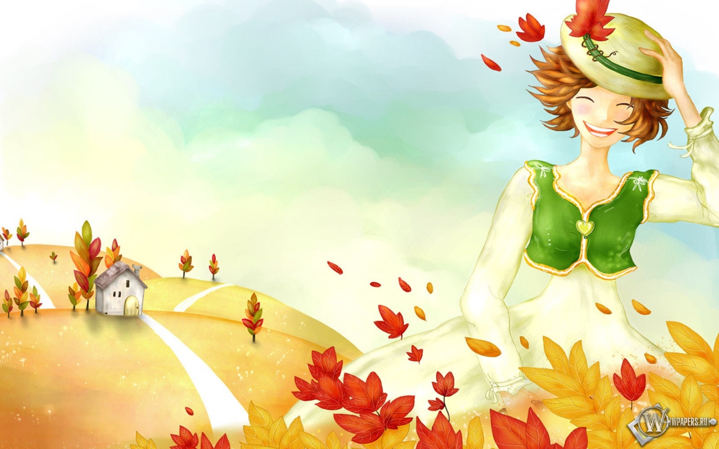 Осенняя девушка 1440x900