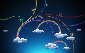 Обои Радужные облака: Облака, Радуга, Эльфы, Настроения