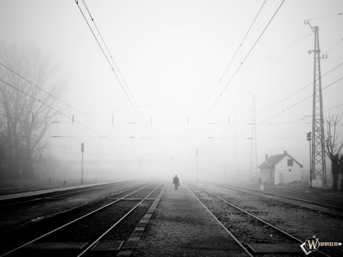 Железная Дорога в тумане 1152x864